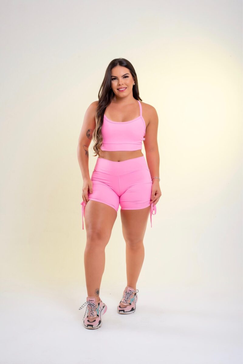 CONJUNTO SHORT POLIAMIDA PUXADOR LATERAL POLIAMIDALISO