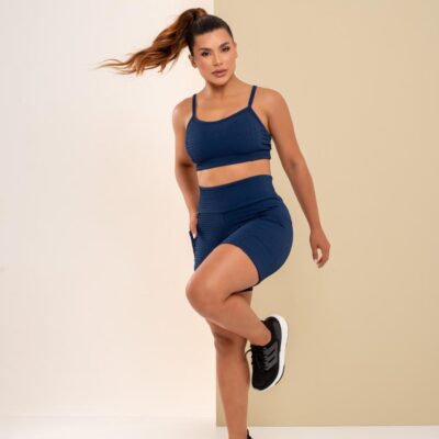 CONJ/SHORT JAQUARD NNRY -NEYA POLIAMIDA  COM BOLSO NAS LATERAIS TOP COM BOJO