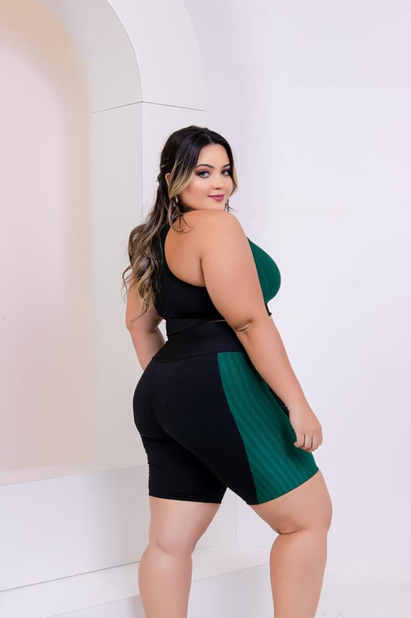 CONJ: PLUS SIZE  CIRRE 3D  COM SUPLEX POLIESTER  RECORTE LATERAL TOP SEM BOJO - Image 2
