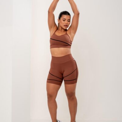 CONJUNTO SHORT POLIAMIDA DEMICOMPRESSION ZERO TRANSPARENCIA DETALHE VIEIS BARRA TOP COM BOJO