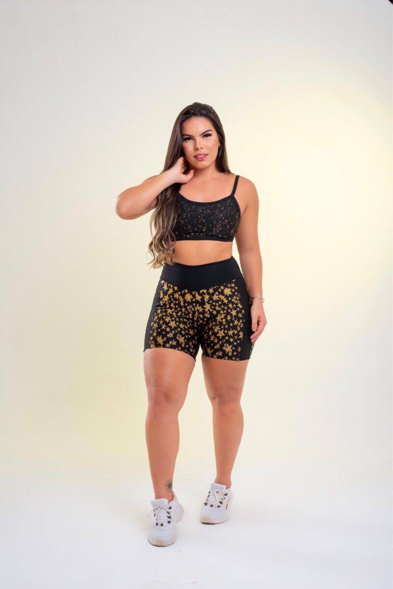 CONJUNTO SHORT EM JAQUARD COMPRESSÃO DETALEHE POLIAMIDA LISO LATERAL - Image 3