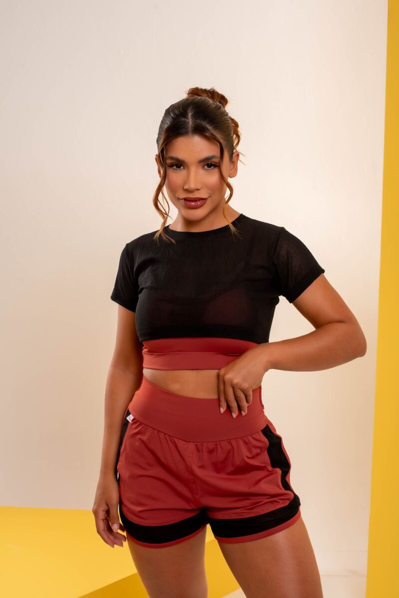 CONJUNTO SHORT DUPLO POLIAMIDA GELADINHO 3 PEÇAS