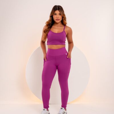 CONJUNTO CALÇA POLIAMIDA LISA COM BOLSO LATERAL