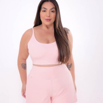 CONJUNTO SHORT BOX DUPLO POLIAMIDA GELADINHO COM ELASTICO PALA PLUS SIZE