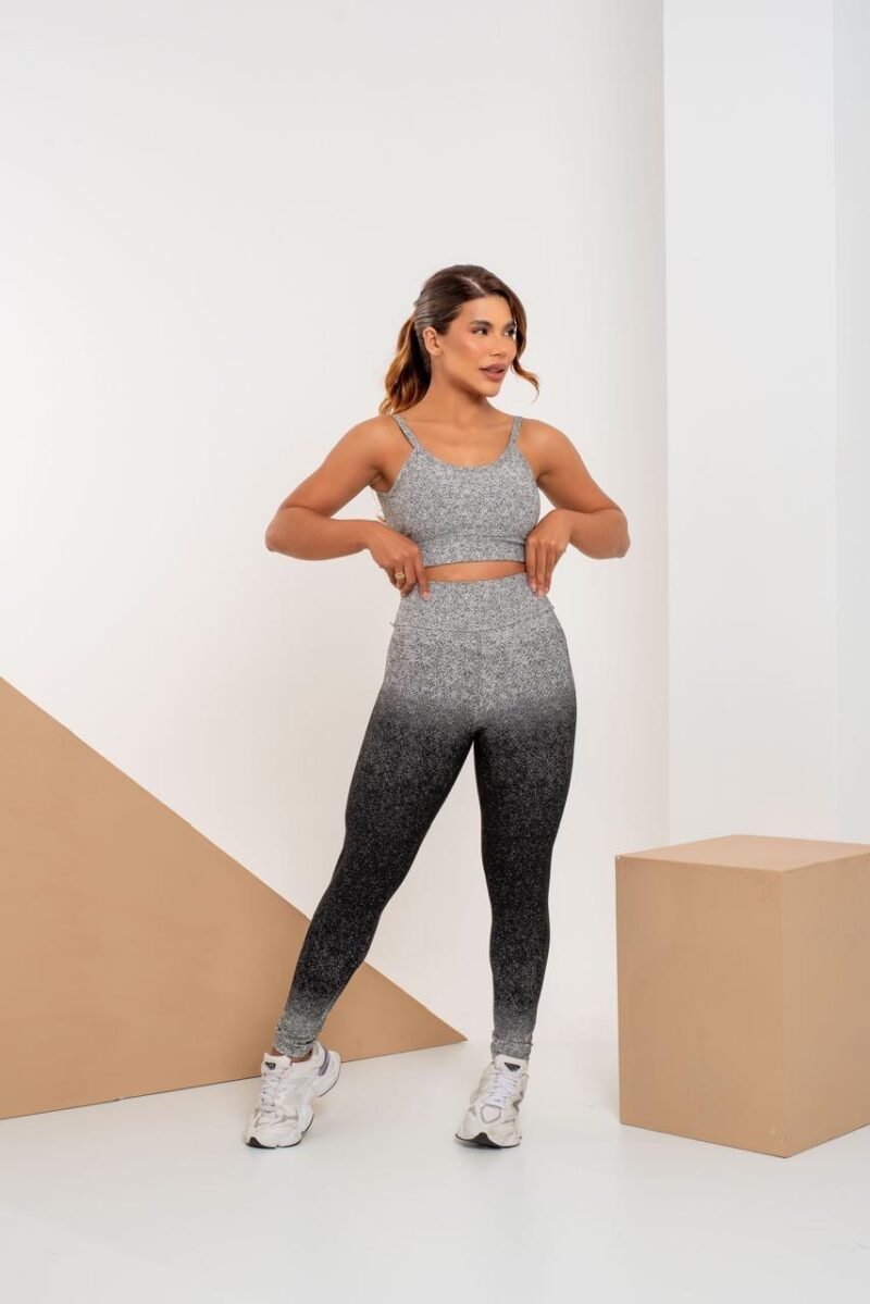 CONJUNTO CALÇA JAQUARD POLIAMIDA BEACH & FITNESS TOP COM BOJO