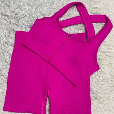 CONJUNTO SHORT POLIAMIDA ALÇA GROSSA COM ZIPER NO BUSTO IMPORTADO PREMIUM