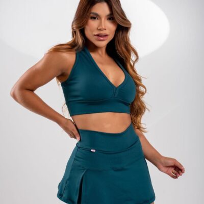 CONJUNTO SHORT SAIA ABERTURA FRENTE SUPLEX POLIESTER LISO