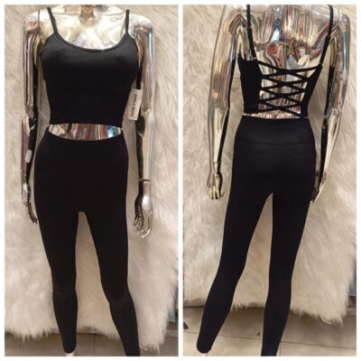 CONJUNTO CALÇA POLIAMIDA TOP COM BOJO TRANÇADO COSTA IMPORTADO PREMIUM