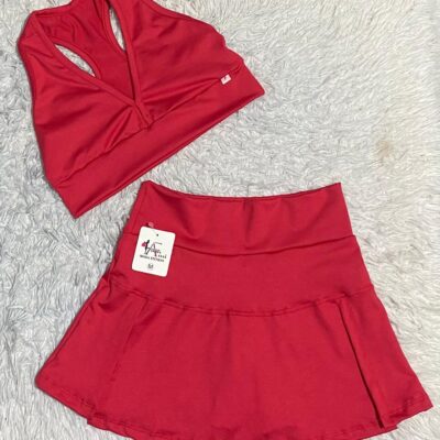 CONJUNTO SHORT SAIA ABERTURA FRENTE SUPLEX POLIESTER LISO