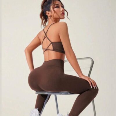 CONJUNTO CALÇA TOP COM BOJO VIES CRUZADO COSTA IMPORTADO PREMIUM