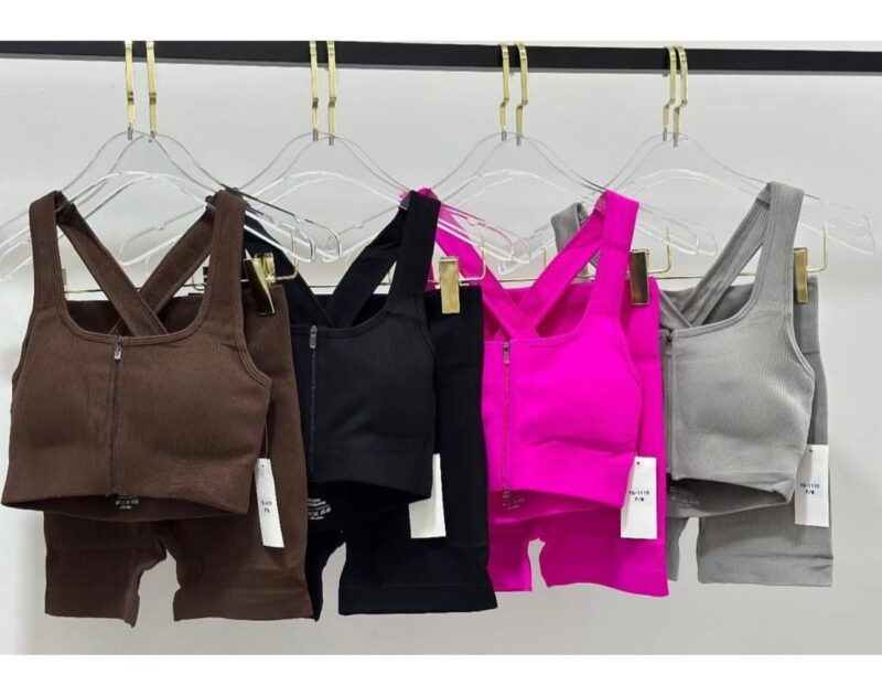 CONJUNTO SHORT POLIAMIDA ALÇA GROSSA COM ZIPER NO BUSTO IMPORTADO PREMIUM - Image 2