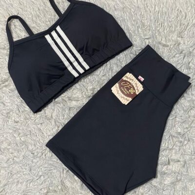 CONJUNTO SHORT POLIAMIDA LISO TOP COM BOJO DETALHE LISTRA