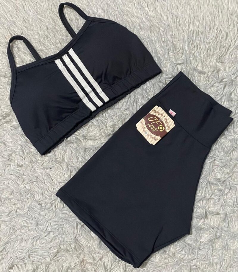 CONJUNTO SHORT POLIAMIDA LISO TOP COM BOJO DETALHE LISTRA