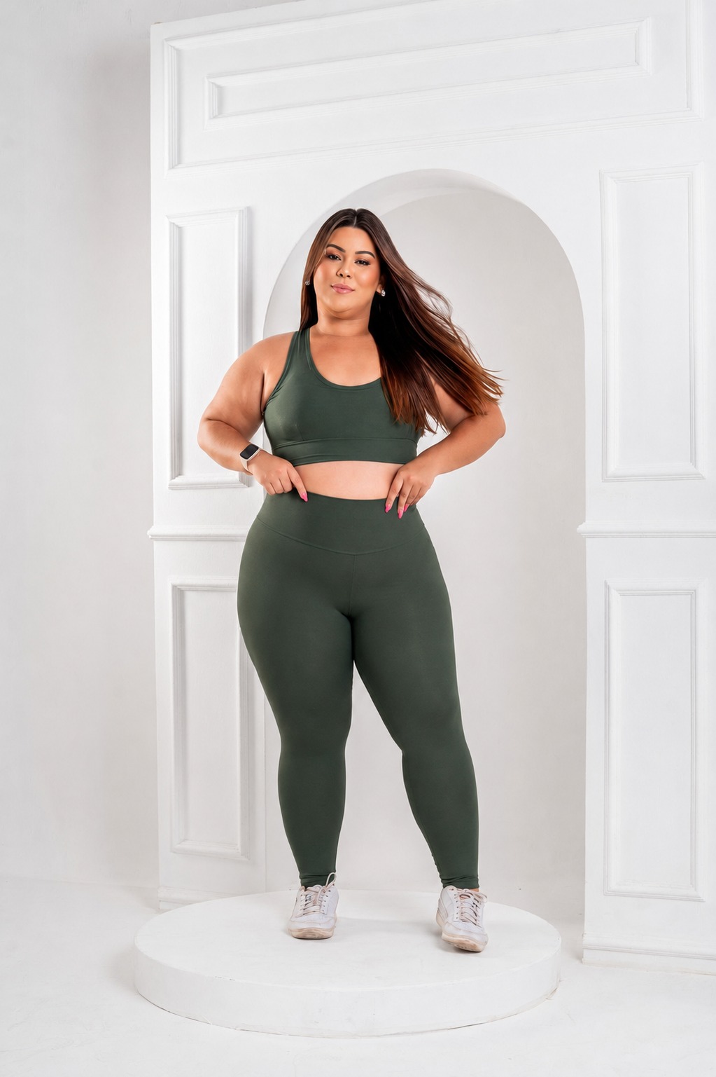 CONJUNTO CALÇA POLIAMIDA TOP COM BOJO ALÇA GROSSA PLUS SIZE