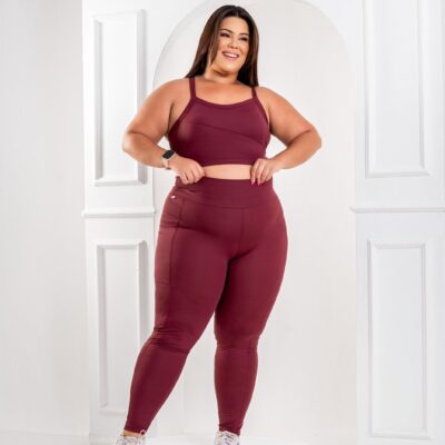 CONJUNTO CALÇA POLIAMIDA COM BOLSO NAS LATERAIS TOP COM BOJO EXTRA GG