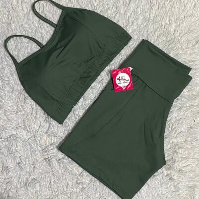 CONJUNTO SHORT POLIAMIDA COM BOLSO ARREDONDADO ELASTICO NA BARRA