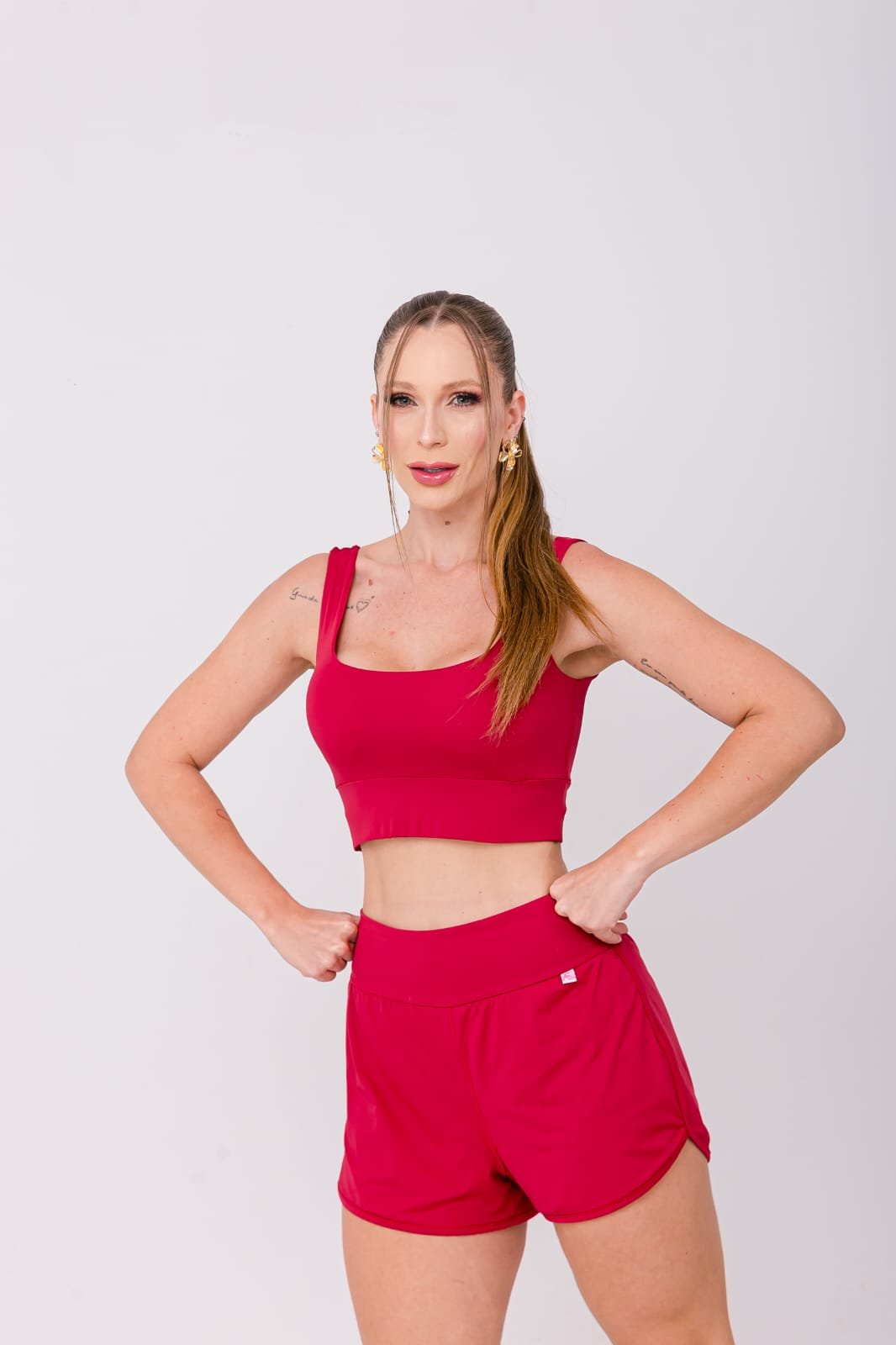 CONJUNTO SHORT DUPLO POLIAMIDA GELADINHO TOP ALÇA LARGA