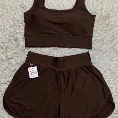 CONJUNTO SHORT DUPLO POLIAMIDA GELADINHO TOP ALÇA LARGA PLUS SIZE
