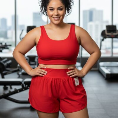 CONJUNTO SHORT DUPLO POLIAMIDA GELADINHO TOP ALÇA LARGA PLUS SIZE