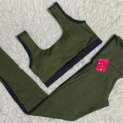 CONJUNTO CALÇA CINTURA ALTA DETALHE VIES ZERO TRANSPARENCIA MAX POWER POLIAMIDA TOP COM ALÇA LARGA