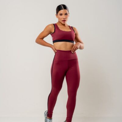 CONJUNTO CALÇA CINTURA ALTA DETALHE VIES ZERO TRANSPARENCIA MAX POWER POLIAMIDA TOP COM ALÇA LARGA