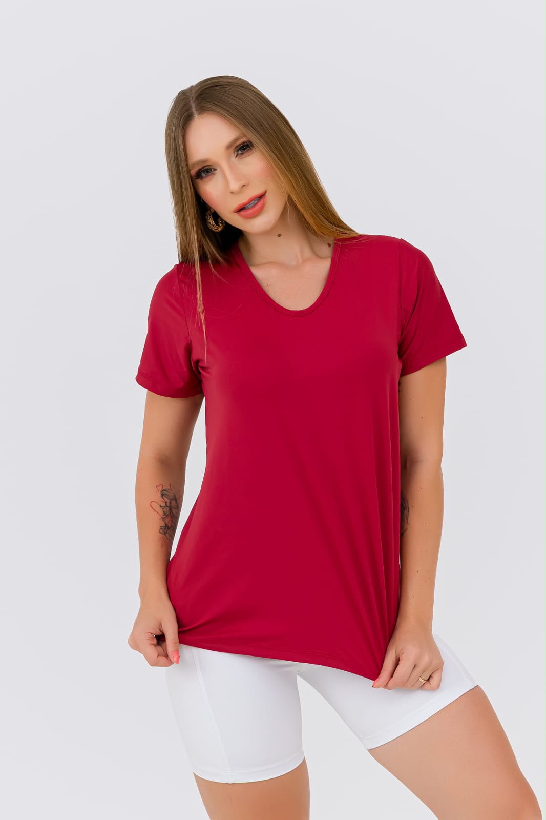 BLUSA BABY LOOK GOLA V POLIAMIDA