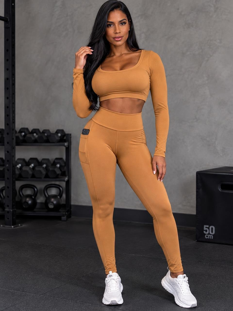 CONJUNTO DE CALÇA POLIAMIDA ACTIVE POWER COM TOP MANGA LONGA