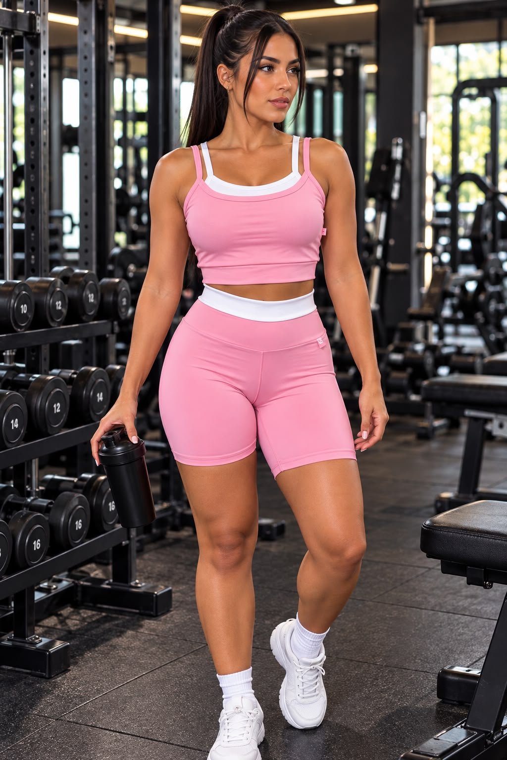 CONJUNTO SHORT POLIAMIDA TOP DUPLO COM REGULADOR NAS ALÇAS BICOLOR